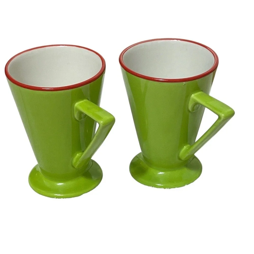 Pier 1 Angleterre England Retro Green Footed Coffee Mugs Novelty Tea Cups set